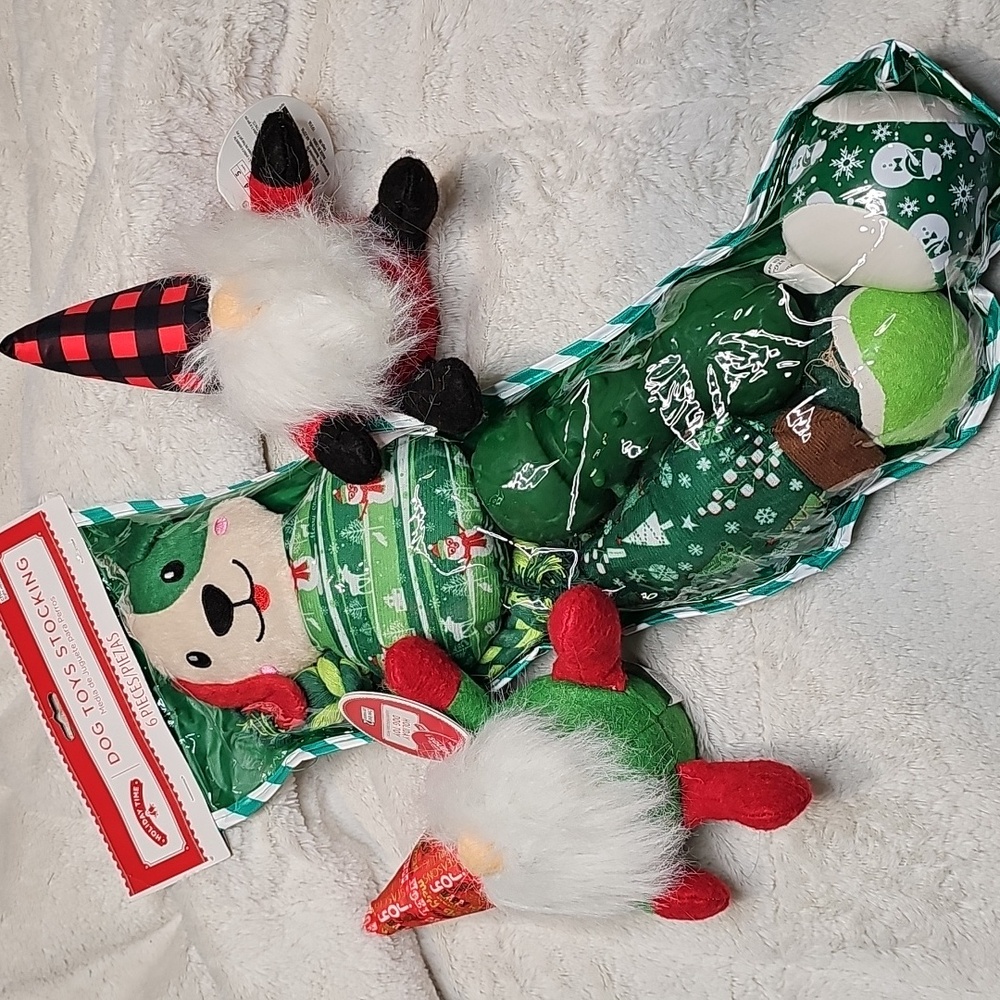 NWT Holiday Time Gnome and Stocking Dog Toys